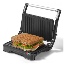Mini Sanduicheira Panini Press UVFAST Preto, Abre 180°, 1 Sanduíche, 850W, 120V