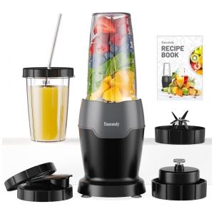 Liquidificador Pessoal Portátil 700mL para Vitaminas em Aço Inoxidável, 900W, EASCANDY, Preto