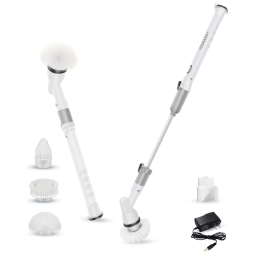 Vassoura Elétrica Rotativa 360 sem Fio com Cabo Flexível e 4 Acessórios, 110v, YOUKADA, Branco