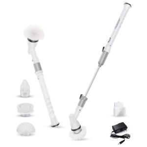 Vassoura Elétrica Rotativa 360 sem Fio com Cabo Flexível e 4 Acessórios, 110v, YOUKADA, Branco