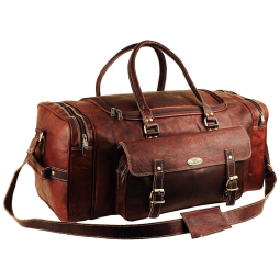 Bolsa de Viagem Masculina Clássica de Couro, HULSH, Marrom