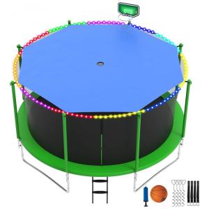 OFLAN Tranpoline 12FT 14FT 15FT 16FT Tranpoline para adultos crianças 1500LBS No Gap Design Tranpolines recreativos ao ar livre W rede de