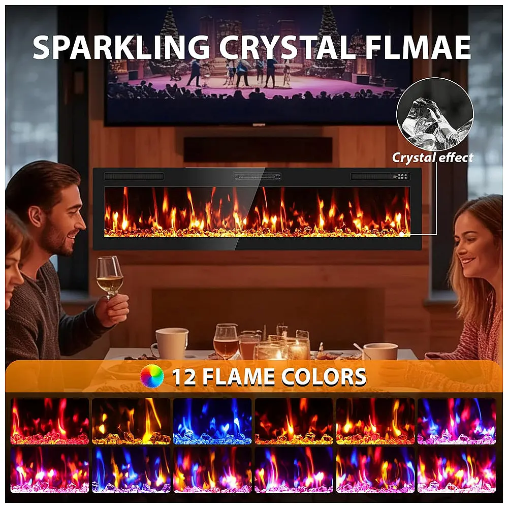Lareira Elétrica BreezehHeat 183x46cm 1500W Chamas LED 12 Cores Embutir 110V — foto 2
