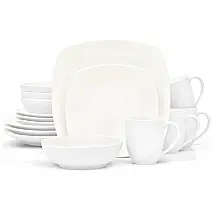 Conjunto de Jantar Noritake 16 Peças em Cerâmica Branca, Formato Quadrado – Elegância e Sofisticação para Sua Mesa