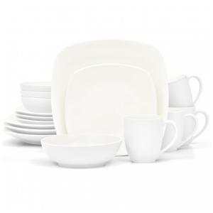 Aparelho de Jantar para Todas as Ocasiões, Elegância e Sofisticação para Sua Mesa com 16 Peças, Formato Quadrado e Material de Cerâmica