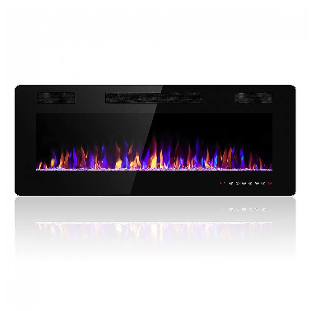 Lareira Elétrica de Embutir A45x91L com Controle Remoto e Digital, Luz LED, Chama Ajustável e Temporizador, 1500W, 110v, ELECTACTIC 836C3