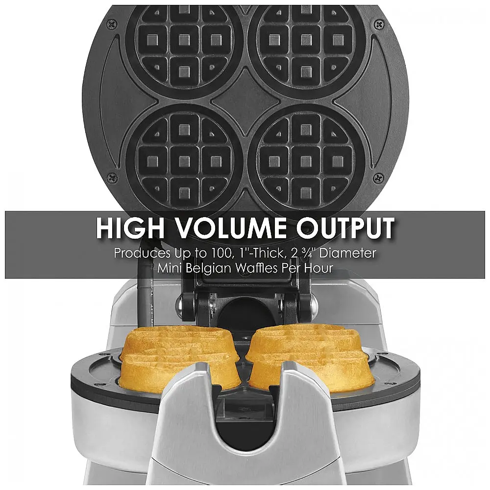 Mini Máquina de Waffle Rotativa Aço Inoxidável, 1200W, 110v, WARING WMB400X, Prateado — foto 3