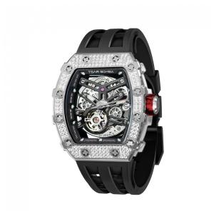 TSAR BOMBA Relógio Masculino Automático Luxo 50M à Prova d'Água, Aço Inoxidável e Vidro de Safira - Design Único e Elegante