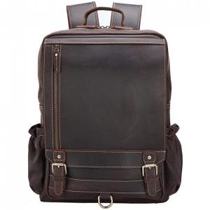 TIDING Mochila Vintage de Couro para Laptop Masculina