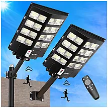 Luminária Solar Externa a Prova d IP67 800W com Controle Remoto, 2 Unidades, JAYNLT, Preto