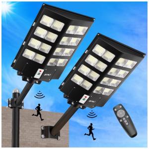 Luminária Solar Externa a Prova d IP67 800W com Controle Remoto, 2 Unidades, JAYNLT, Preto