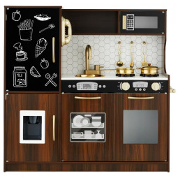 Cozinha Infantil com Design Realista, Telefone, Utensílios, Forno, Micro-Ondas e Pia para Crianças Acima de 3 Anos, Best Choice Products