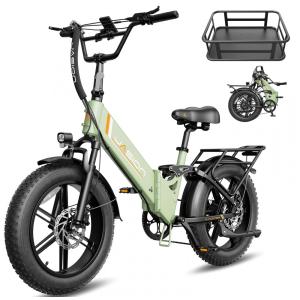 Bicicleta elétrica dobrável Jasion X-Hunter ST verde Forest pneus 20x4 motor 750W pico 1400W bateria 48V 13Ah 70 km 110V