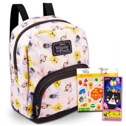 Mini Mochila Escolar Infantil Disney Ursinho Pooh para Meninos e Meninas, Cor Branca