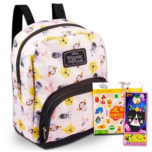 Mini Mochila Escolar Infantil Disney Ursinho Pooh para Meninos e Meninas, Cor Branca