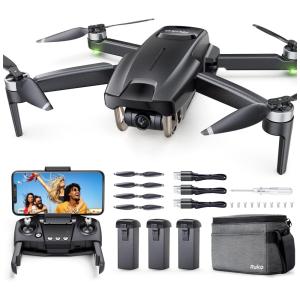 Mini Drone para Adultos com Câmera 4K, 90 Min de Voo, 3 Baterias e Auto Retorno, Ruko, Preto