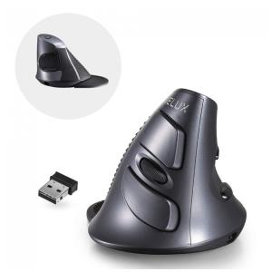 Mouse Ergonômico Vertical sem Fio Reduz a Tensão do Pulso com Botões Silenciosos, 1000, 4000 DPI 6 Botões, DELUX M618G DB, Preto