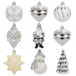 Conjunto de 9 Enfeites de Natal Resistentes a Quebra para Árvore de Natal, Diversos Designs com Boneco de Neve, Papai Noel, Estrela