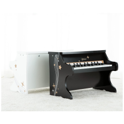 Piano Clássico Infantil em Madeira com 25 Teclas para Crianças de 18 Meses a 3 Anos, Classic World, Preto