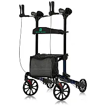 Andador Adulto Idoso com Freios de Loop Apoio de Braço, Cesto e Freios de Loop, Suporta até 136 quilos, BEYOUR WALKER, Azul Escuro