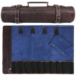 Leather Estojo, Bolsa Portátil para Facas com 10 Slots, Facas não Incluídas, Preto