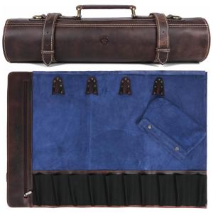 Leather Estojo, Bolsa Portátil para Facas com 10 Slots, Facas não Incluídas, Preto