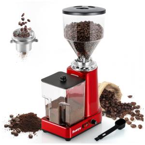 Moedor de Café Elétrico 19 Níveis de Moagem até 1kg Aço Inoxidável, 200W, 110v, HUANYU, Vermelho