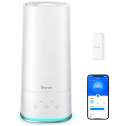 Umidificador Inteligente 4L para Quarto com Termômetro Higrômetro e Controle de Voz WiFi, Govee, Branco