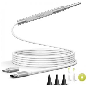 Otoscópio, Digital, Com Camera, LED, Profissional, ANYKIT 885331, Prateado