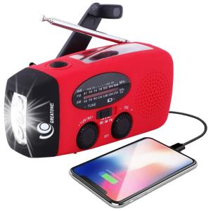 Rádio AM, FM, NOAA Meteorológico Solar Manivela Recarregável Lanterna Carregador de Celular