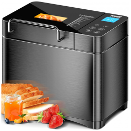 Panificadora Automática Pro Aço Inoxidável Pão XL, 17 em 1, 3 Tamanhos, 3 Cores Pão, 110v, KBS New Model Bread Machine, Preto
