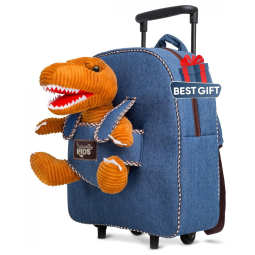 Mochila infantil de rodinhas dinossauro Naturally KIDS com pelúcia removível 32 cm