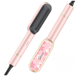 Escova Alisadora Elétrica 7MAGIC com 5 Configurações de Temperatura e Desligamento Automático, Bivolt, SUSENC, Rosa