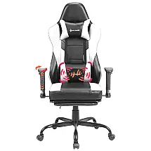 VON RACER Cadeira Gamer Ergonômica Ajustável com Apoio para os Pés, Branca