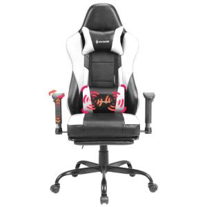 VON RACER Cadeira Gamer Ergonômica Ajustável com Apoio para os Pés, Branca