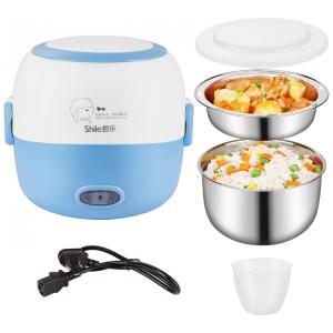 Mini Panela de Arroz Elétrica 1,2 Litros em Aço Inoxidável com Tigela, Prato e Copo Medidor, 200W 110V, Thousanday, Azul