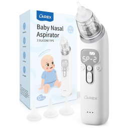 Aspirador Nasal Elétrico para Bebê Larex Recarregável com 3 Níveis de Sucção e Sons Suaves, Branco