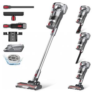 Aspirador de Pó sem Fio 4 em 1 Ótimo para Pelos de Animais, 24W, VEAVON P8 PLUS, Cinza