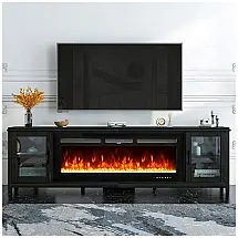 Lareira Elétrica de Embutir A45x152L com Controle Remoto e 12 Chamas Multicolorida, 110V, oneinmil, Preta