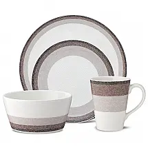Aparelho de Jantar para Todas as Ocasiões, Estilo Moderno com 4 Peças, Formato Redondo e Material de Porcelana, Noritake G018-04G
