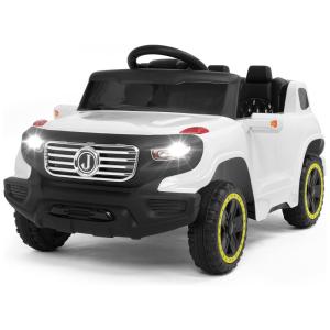 VALUE BOX Carro, Carrinho Elétrico Infantil a Bateria 12V 1 Assento com 3 Velocidades Luz LED e Suspensão de Mola, Branco