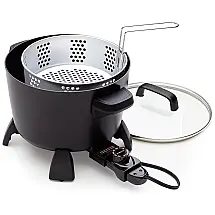 Fritadeira Elétrica á Óleo 7,5L com Superfície Antiaderente e Controle de Temperatura, 110V 1500W, Presto 6008, Preta