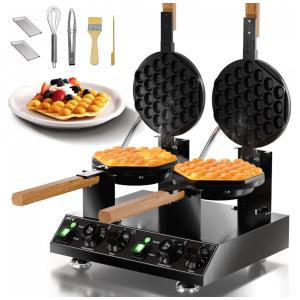 PYY Bubble Waffle Maker 3100W Comercial - Máquina de Wafflencom Design de Dupla Cabeça, Giro de 180°, Placa Antiaderente