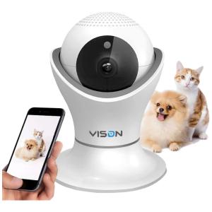 Câmera HD 1080p para Animais de Estimação com Visão Noturna e Saída de Áudio, VINSION, Branco