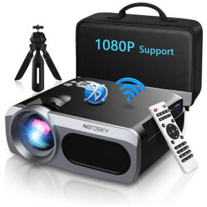 Projetor Portátil HD 1080P Compatível com PC, PS4 e TV, Projeta até 250 Polegadas, ZEROSKY, Preto