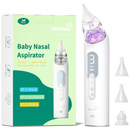 Aspirador Nasal Elétrico para Bebê HITOMI Recarregável com Música Calmante e 3 Modos de Sucção, Cinza