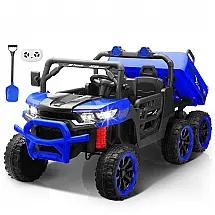Caminhão Basculante Infantil Elétrico Letsgoride Azul 24V 2 Lugares 4 Motores 100W Caçamba Automática 4WD Bluetooth Música LED 6 Rodas