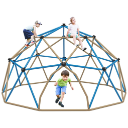 Merax Dome Climber, Jungle Gym para Crianças com Capacidade de 400 kg, Montagem Fácil em Domo Geométrico Azul e Café