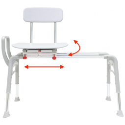 Cadeira de Banho Móvel para Idoso com Assento Giratório e Deslizante, suporta até 180 kg, EAGLE HEALTH SUPPLIES, Branco