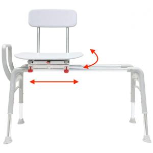 Cadeira de Banho Móvel para Idoso com Assento Giratório e Deslizante, suporta até 180 kg, EAGLE HEALTH SUPPLIES, Branco